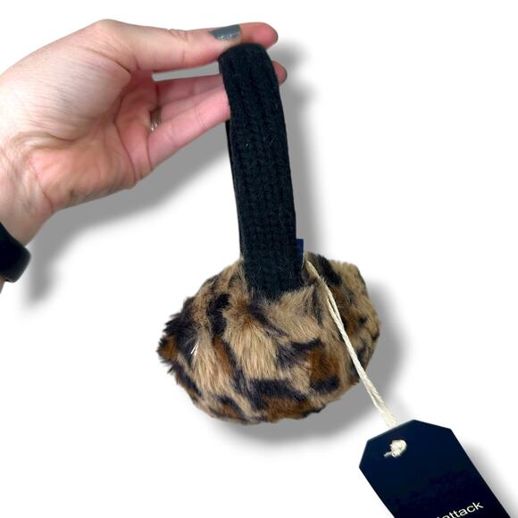 Hat Attack NWT Leopard Black Faux Fur Cozy Luxe Winter Earmuffs One Size - Picture 6 of 10